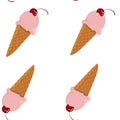 Vector seamless pattern with pink ice cream